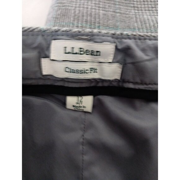LL Bean Pants Classic Fit Womens Petite 12P Cotton Flannel Gray Houndstooth - Picture 5 of 7